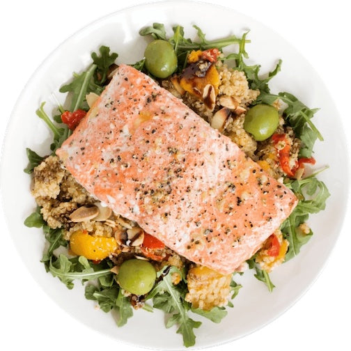 Baked Dill-and-Pepper Salmon with Greek Salad